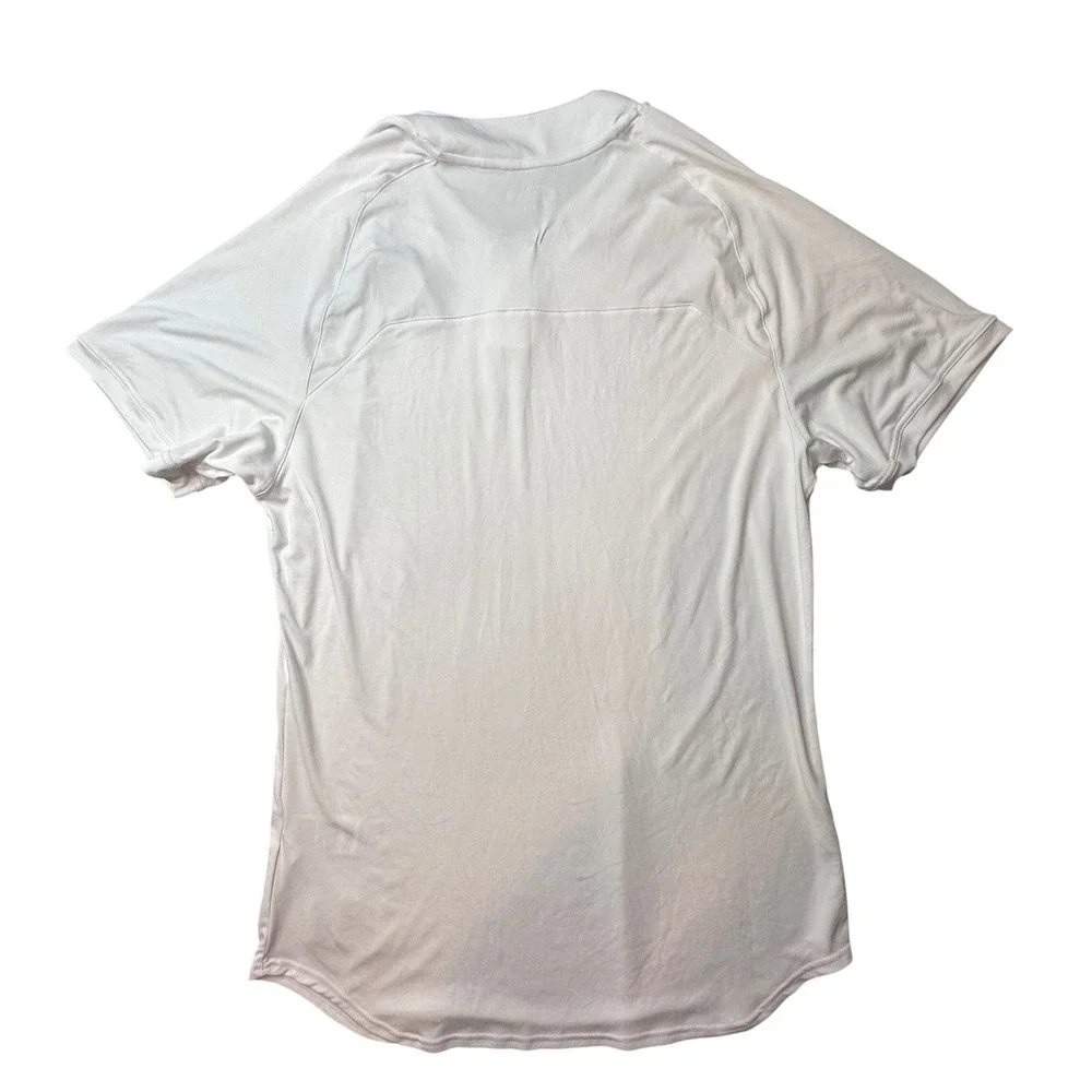 Adidas Jersey Mens XL White Climalite Baseball Henley Short Sleeve Logo Athletic
